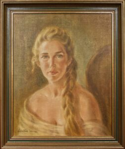 A portrait painting of Katie White using the scrub technique
