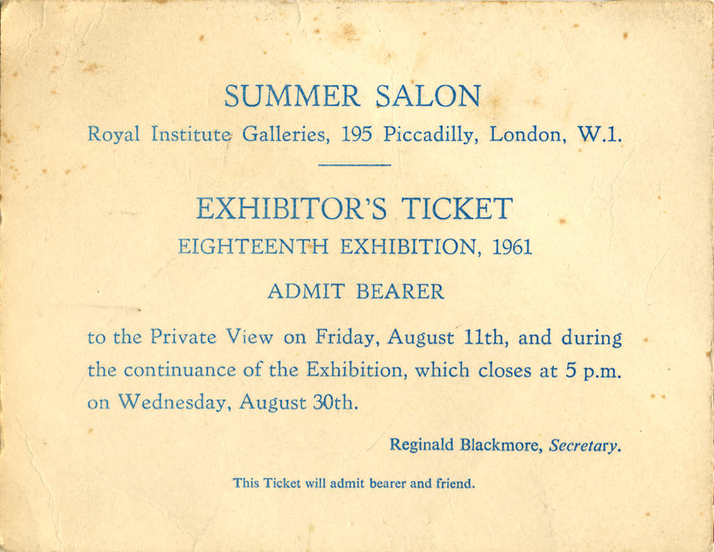 Invitation to attend the Royal Academy Summer Salon 1961-8-11
