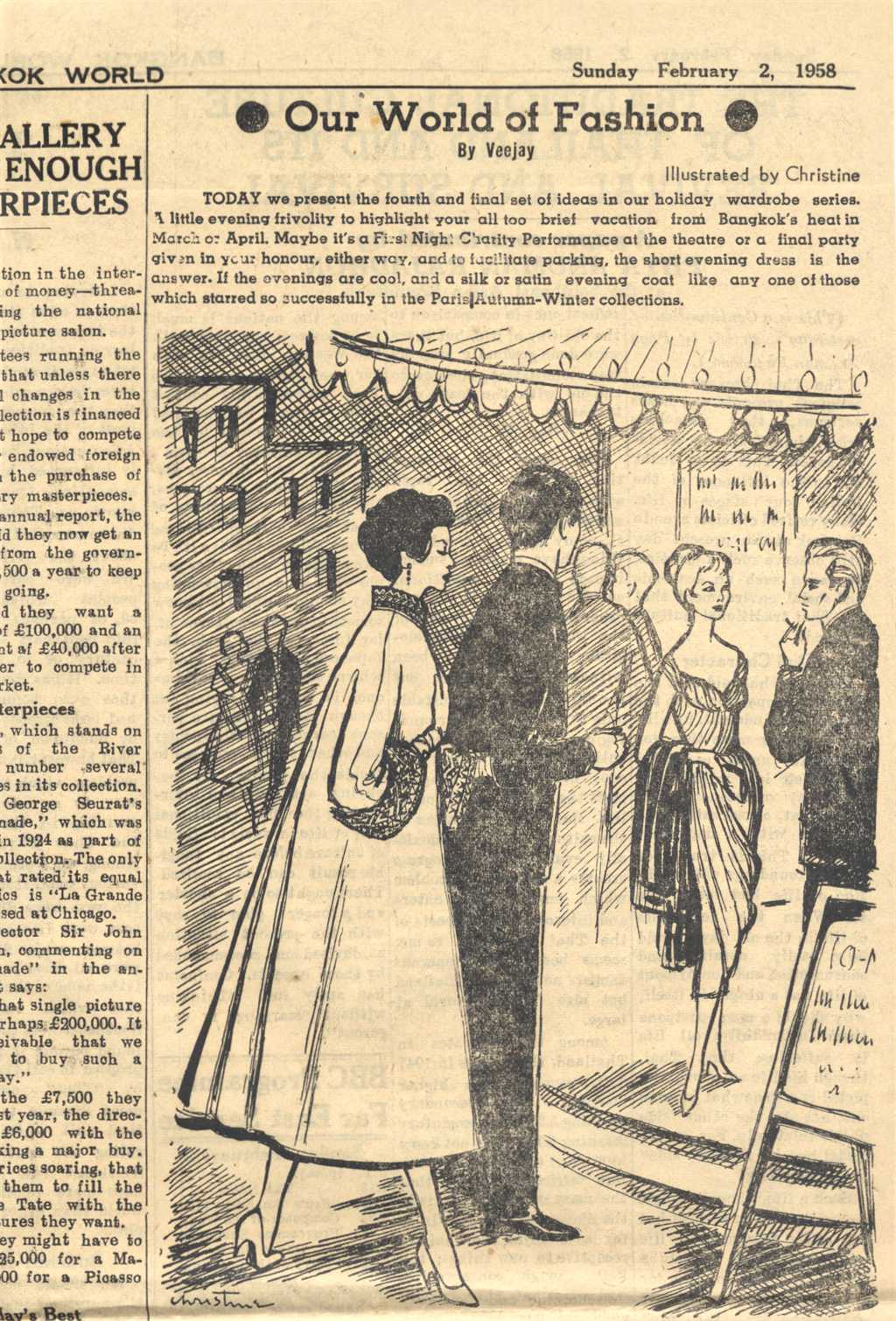 Bangkok World February 2 1958 Our World of Fashion article