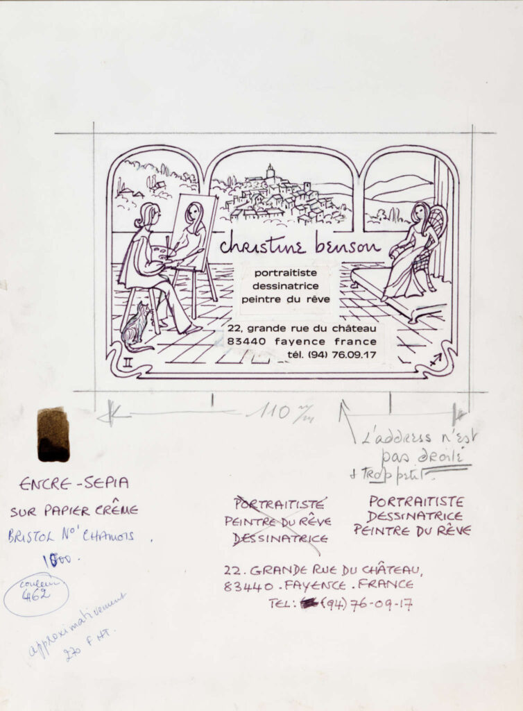 Original master drawing for her business card