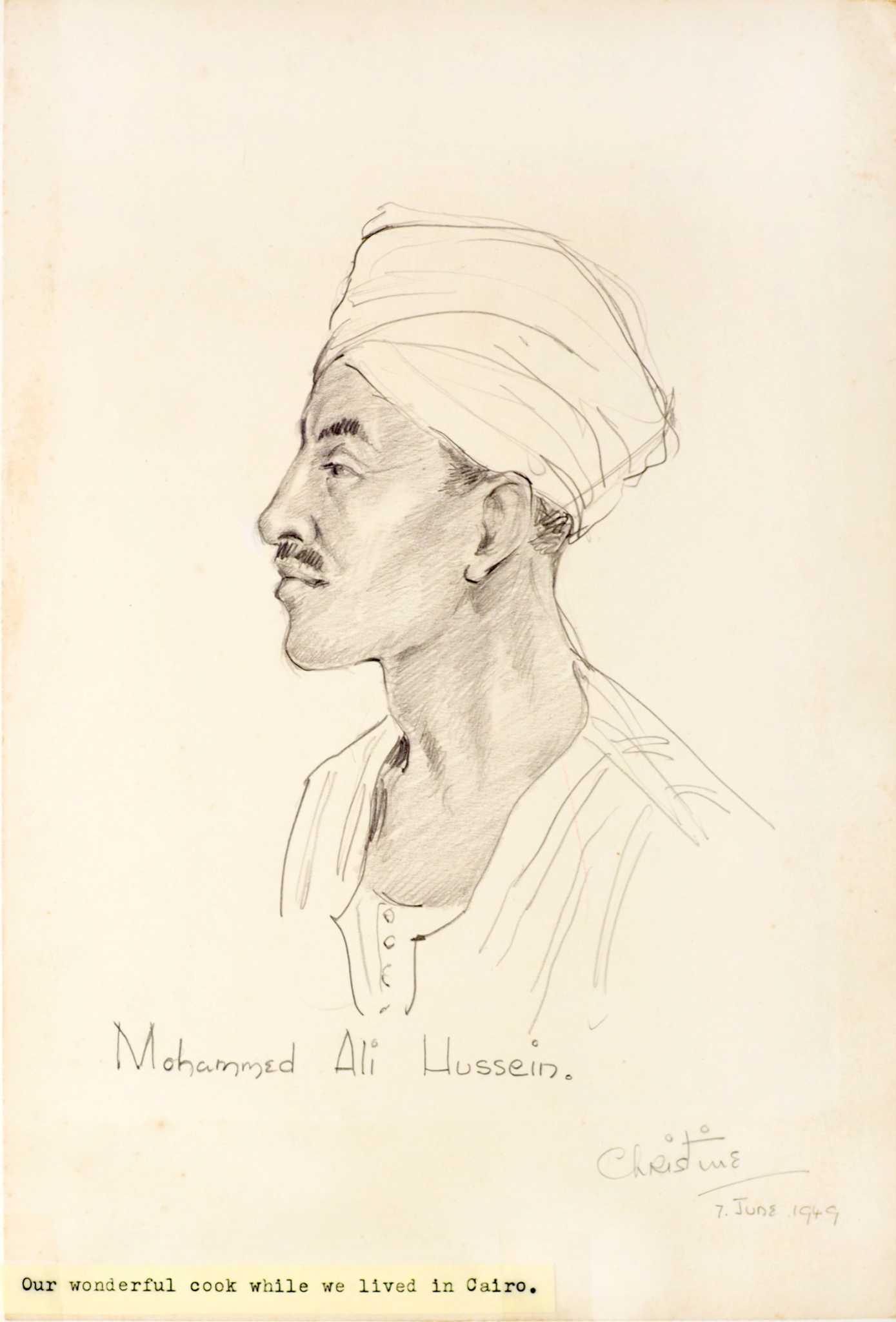 Drawing of Mohammed Ali Hussein, cook 1949