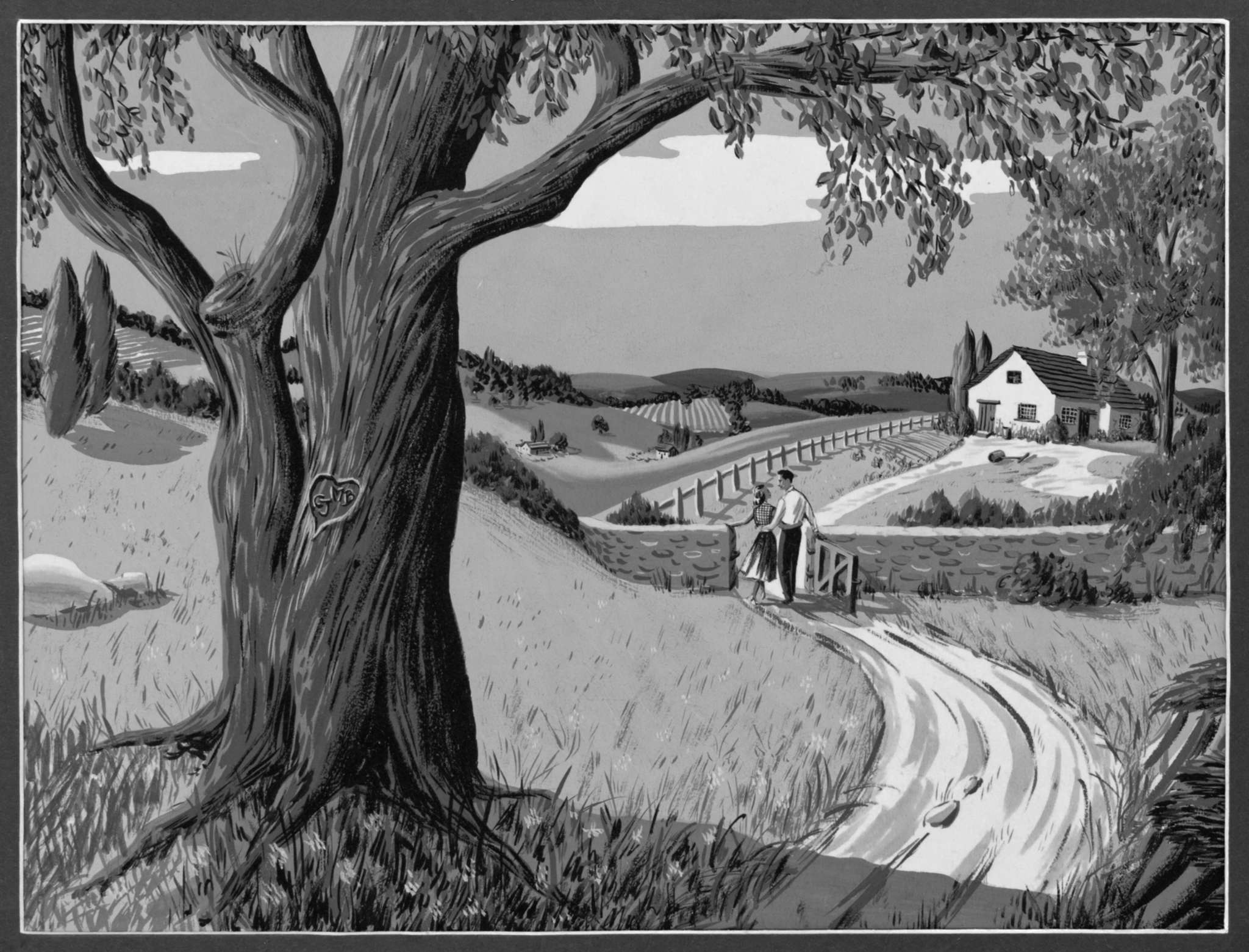 CJ & MB Forever illustration for magazine Cape Town - South Africa, 1949 Black and White conversion