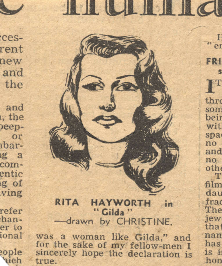 Rita Hayworth Sketch Evening Standard 1946
