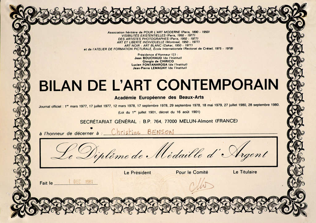 Assessment of Contemporary Art - Silver Medal Diploma - 1981