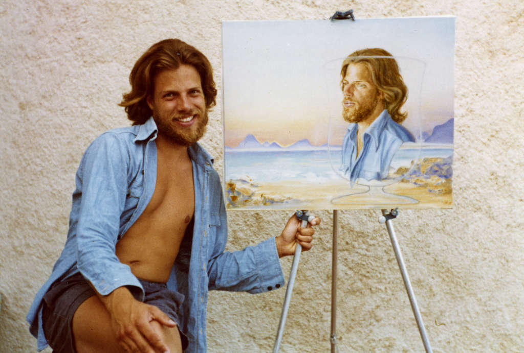 Conrad Selvig the model in front of Fantasy at Dawn painting