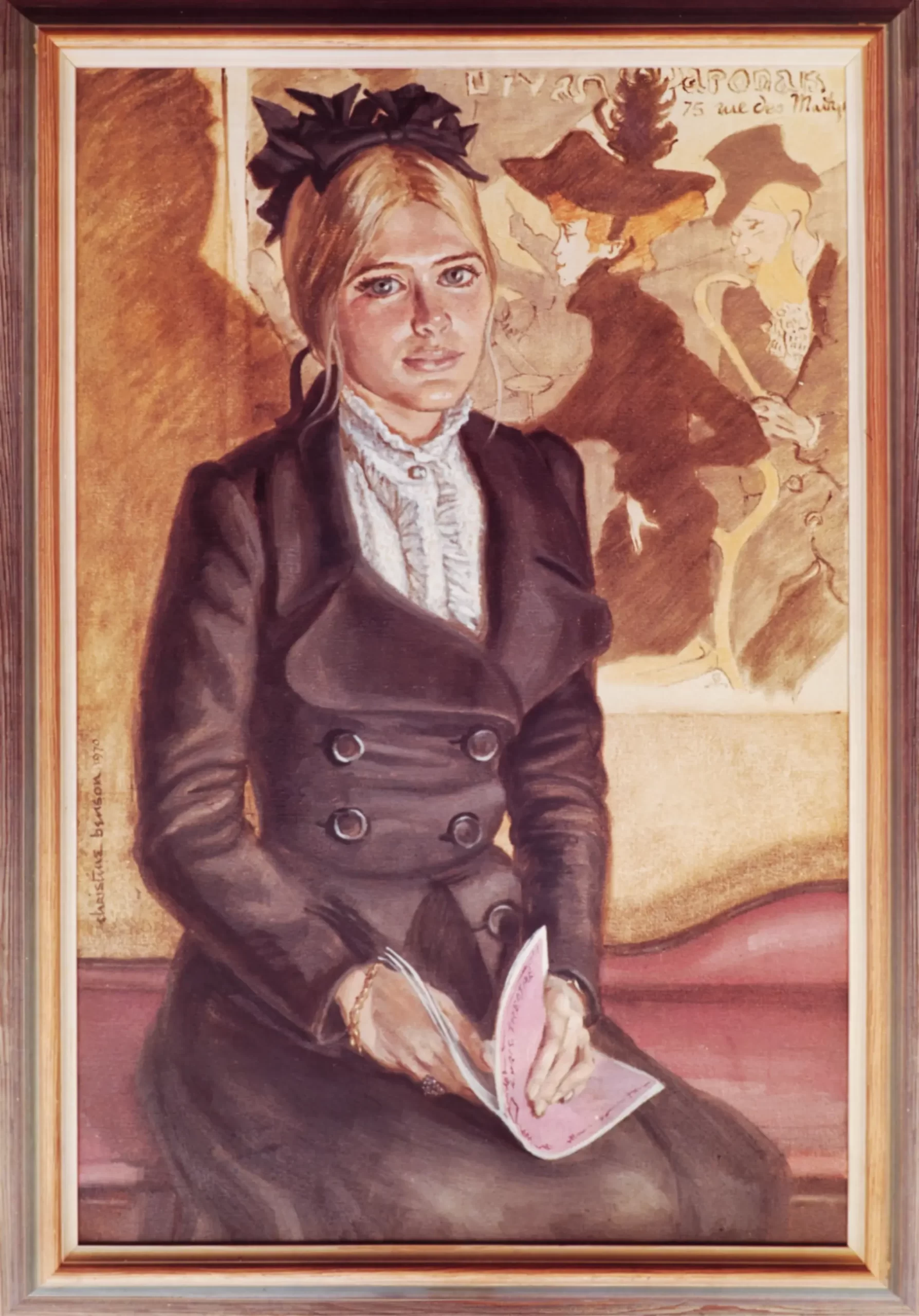 Portrait of a young woman in front a Lautrec poster