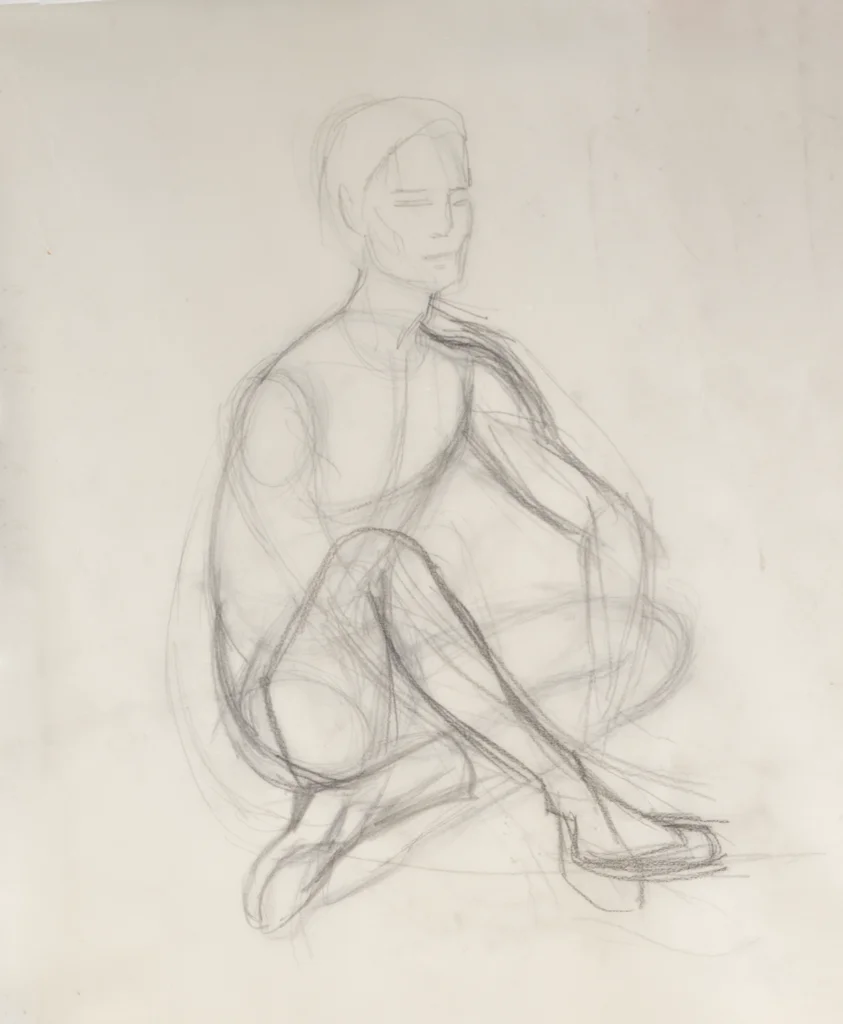 A working sketch of the young man in the Serenade painting
