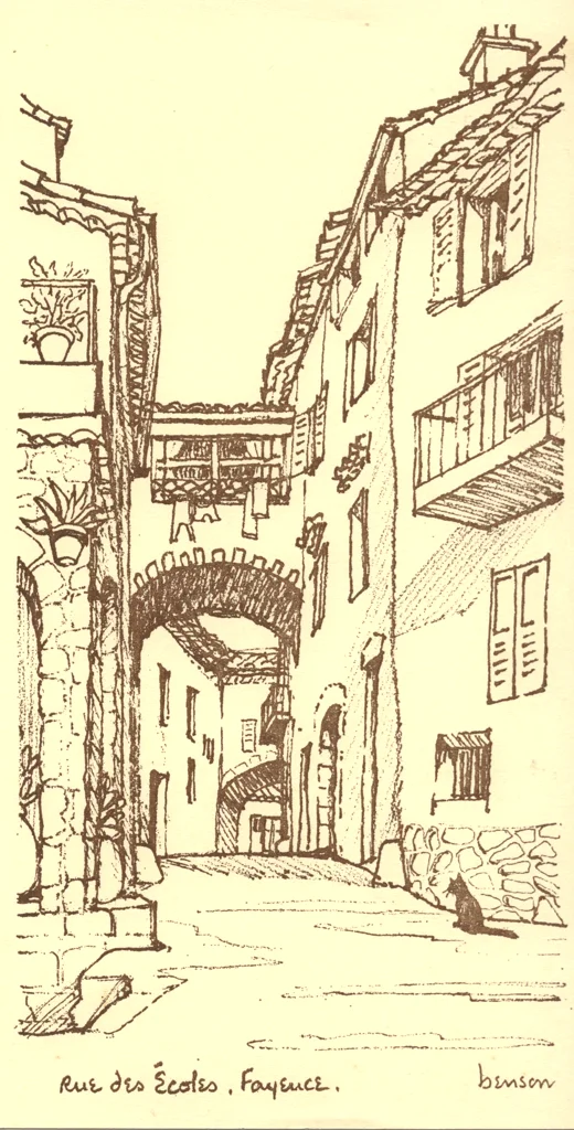 Fayence - Rue des Écoles sepia card