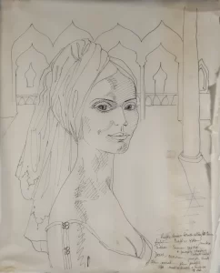 The Red Turban / Enpassant outline drawing