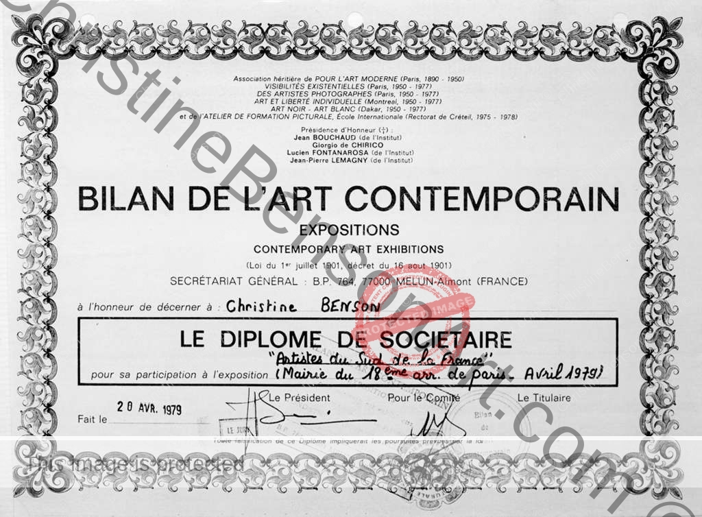 ASSESSMENT OF CONTEMPORARY ART – LE DIPLOME DE SOCIETAIRE