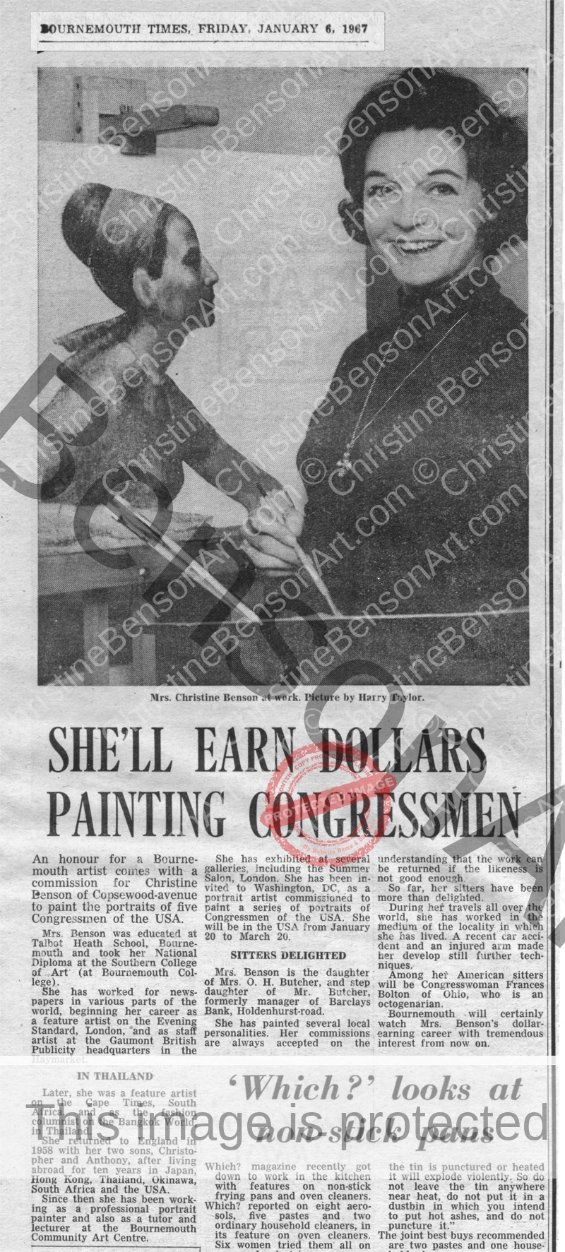 She’ll Earn Dollars Painting Congressmen -1967