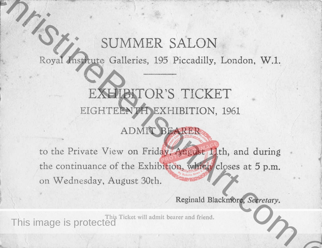 Invitation to attend the Royal Academy Summer Salon 1961-8-11