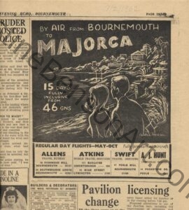 Bournemouth Evening Echo July 2, 1962 Fly to Majorca Newspaper Ad