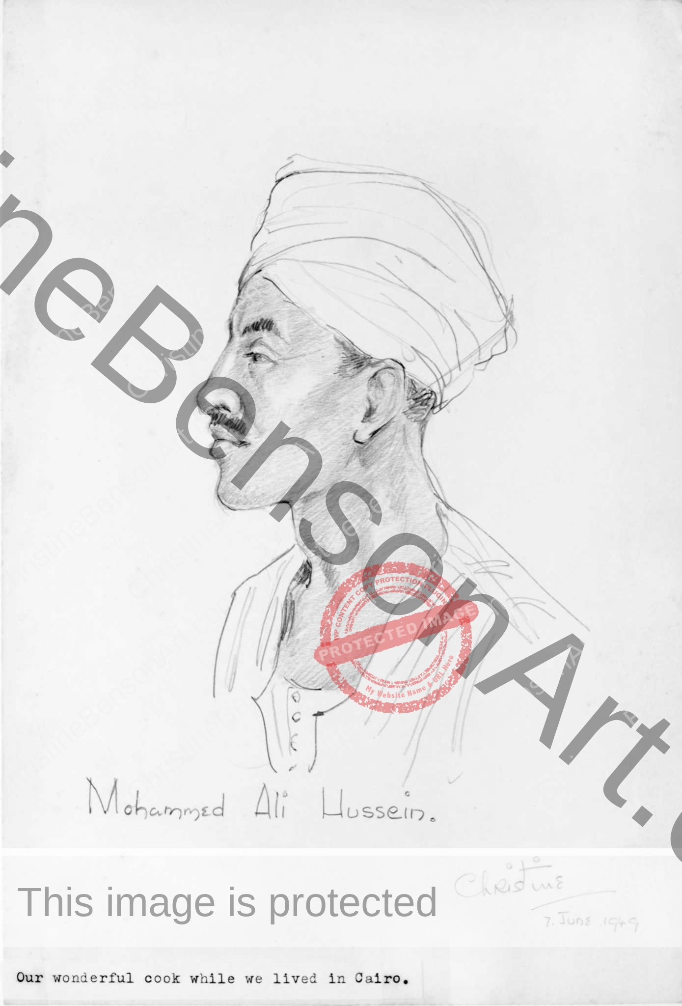 Drawing of Mohammed Ali Hussein, cook 1949