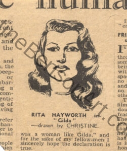 Rita Hayworth Sketch London Evening Standard 1946