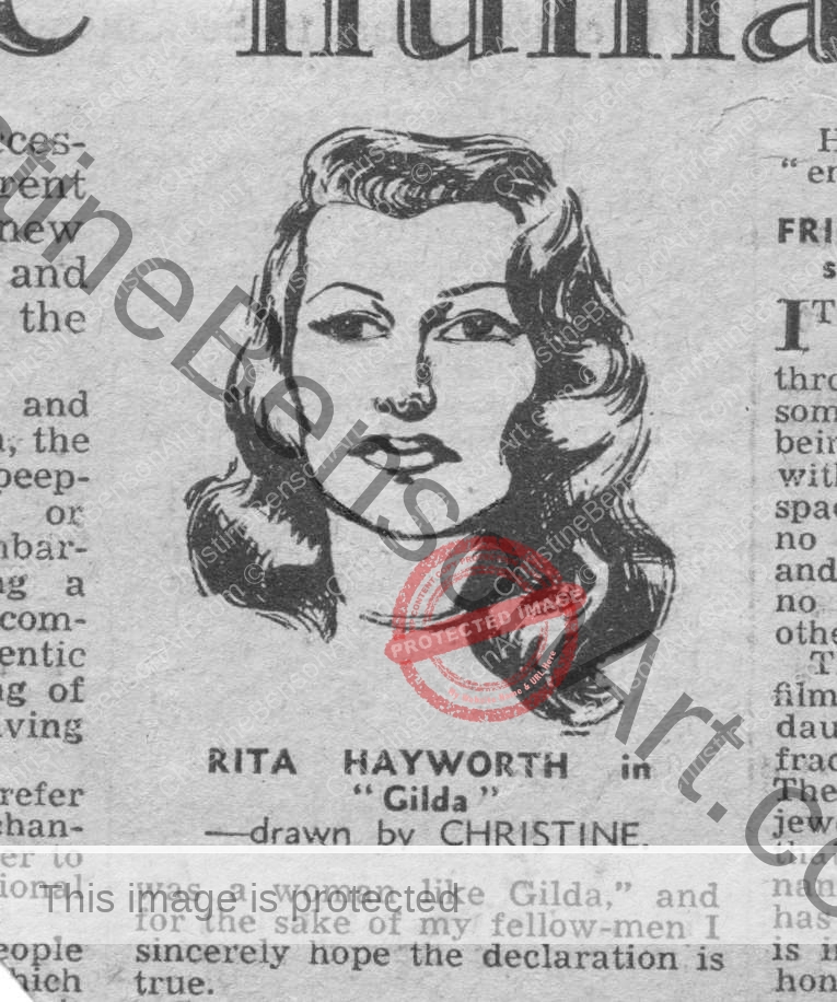 Rita Hayworth Sketch Evening Standard 1946