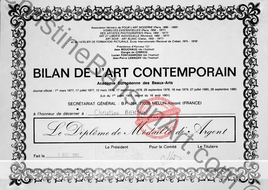 Assessment of Contemporary Art - Silver Medal Diploma - 1981