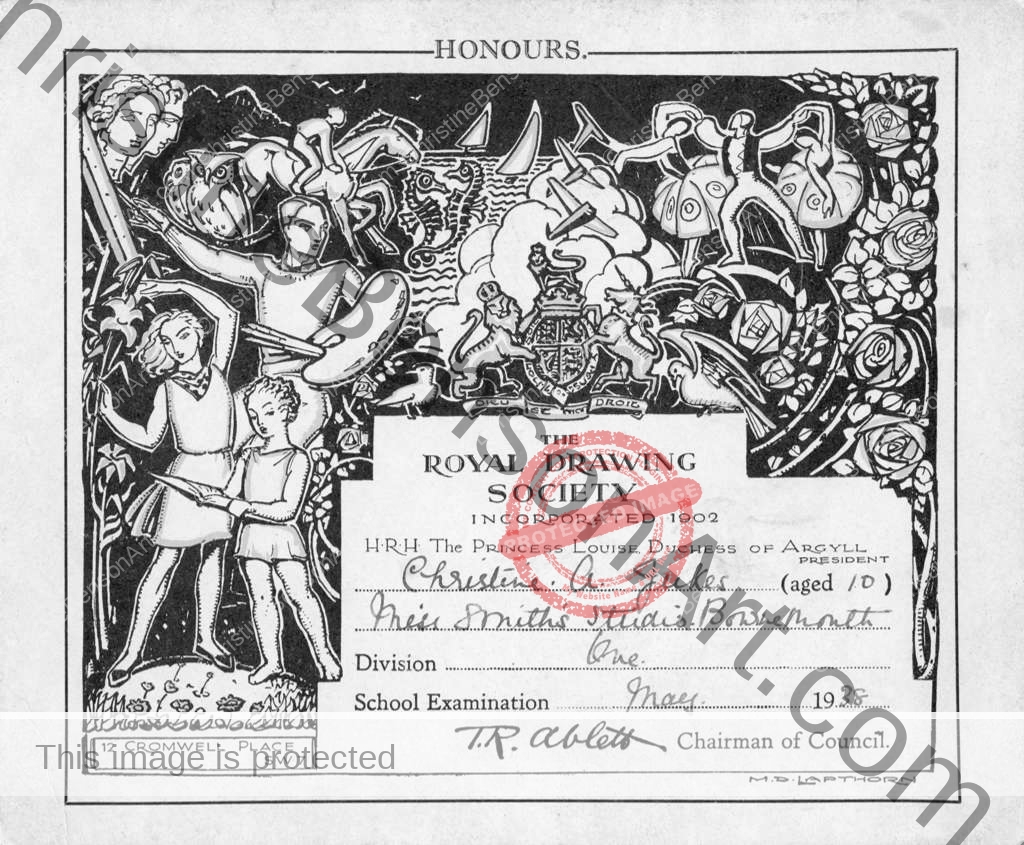 Royal Drawing Society Honours, Division One – 1938