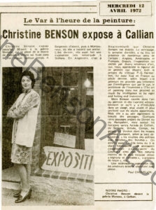 Var Matin, April 12, 1972 Newspaper article - Exhibition in Callian