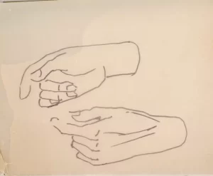 La-Sourciere hands study drawing