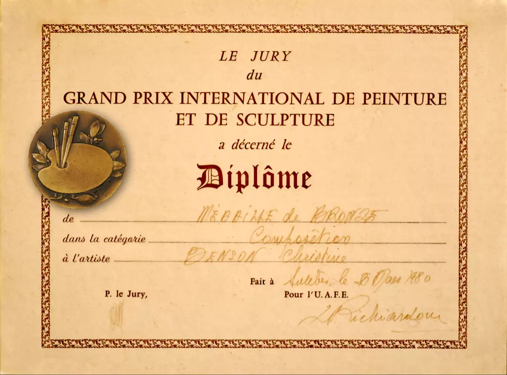 Grand Prix International de Peinture et de Sculpture 1980 - Bronze Medal Diploma