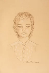 Quick Sketch of young girl on yellow paper