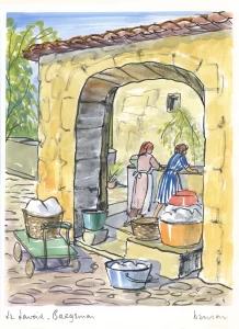 Watercolor painting of the Wash-House / Le Lavoir