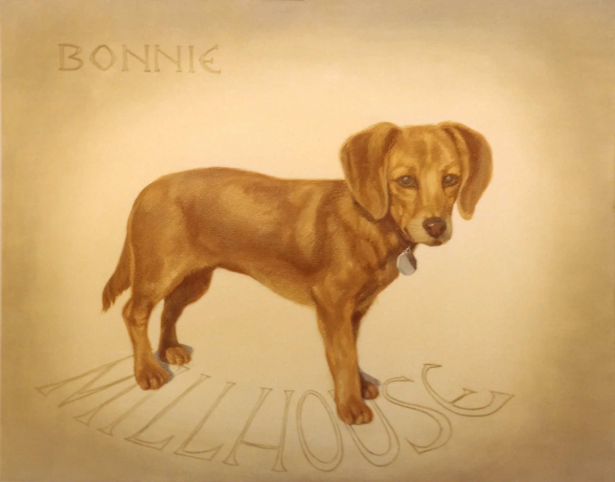 A painting of Bonnie Millhouse a Dachshund dog