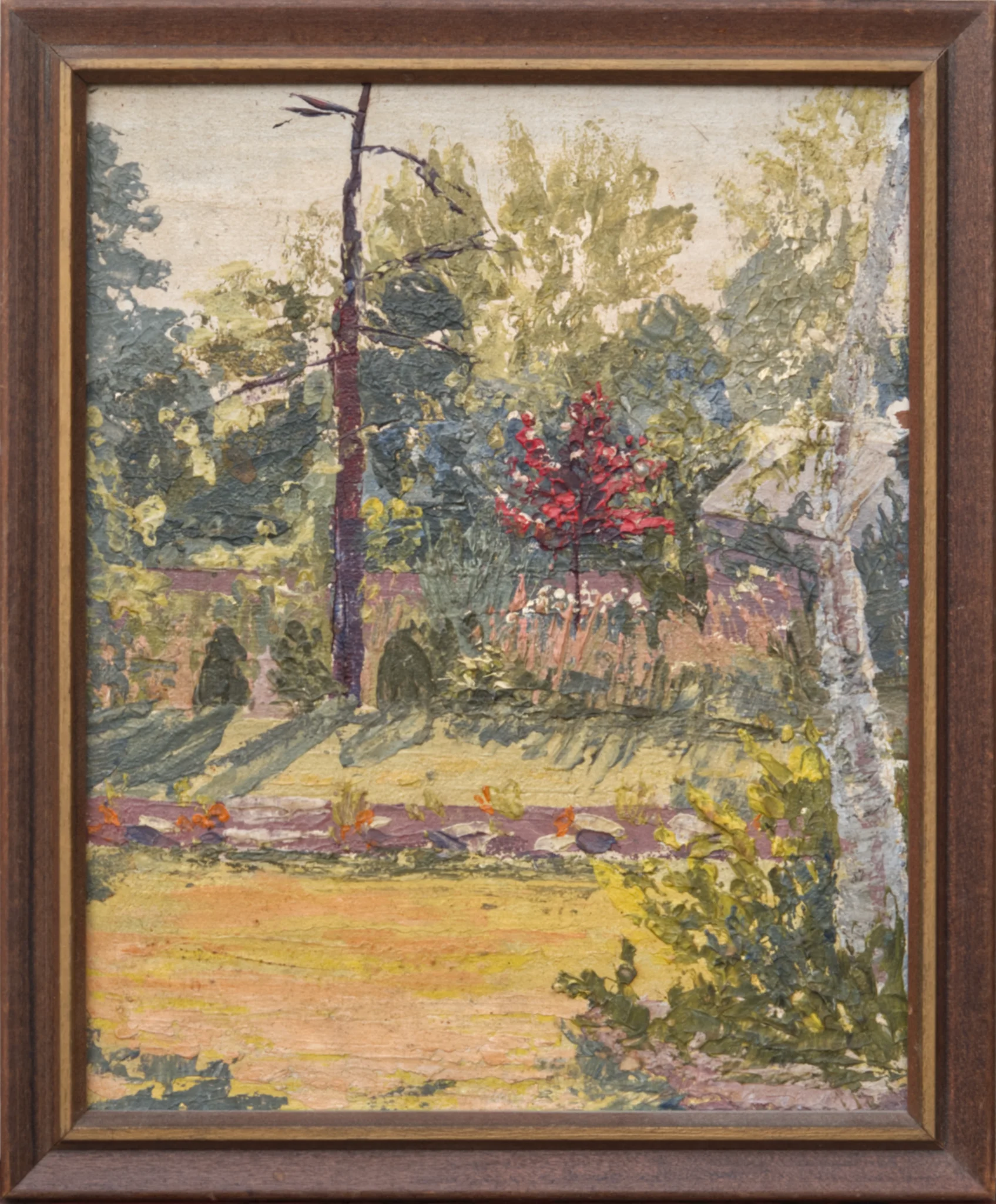 A small palette knife painting of the Copsewood Ave. Garden