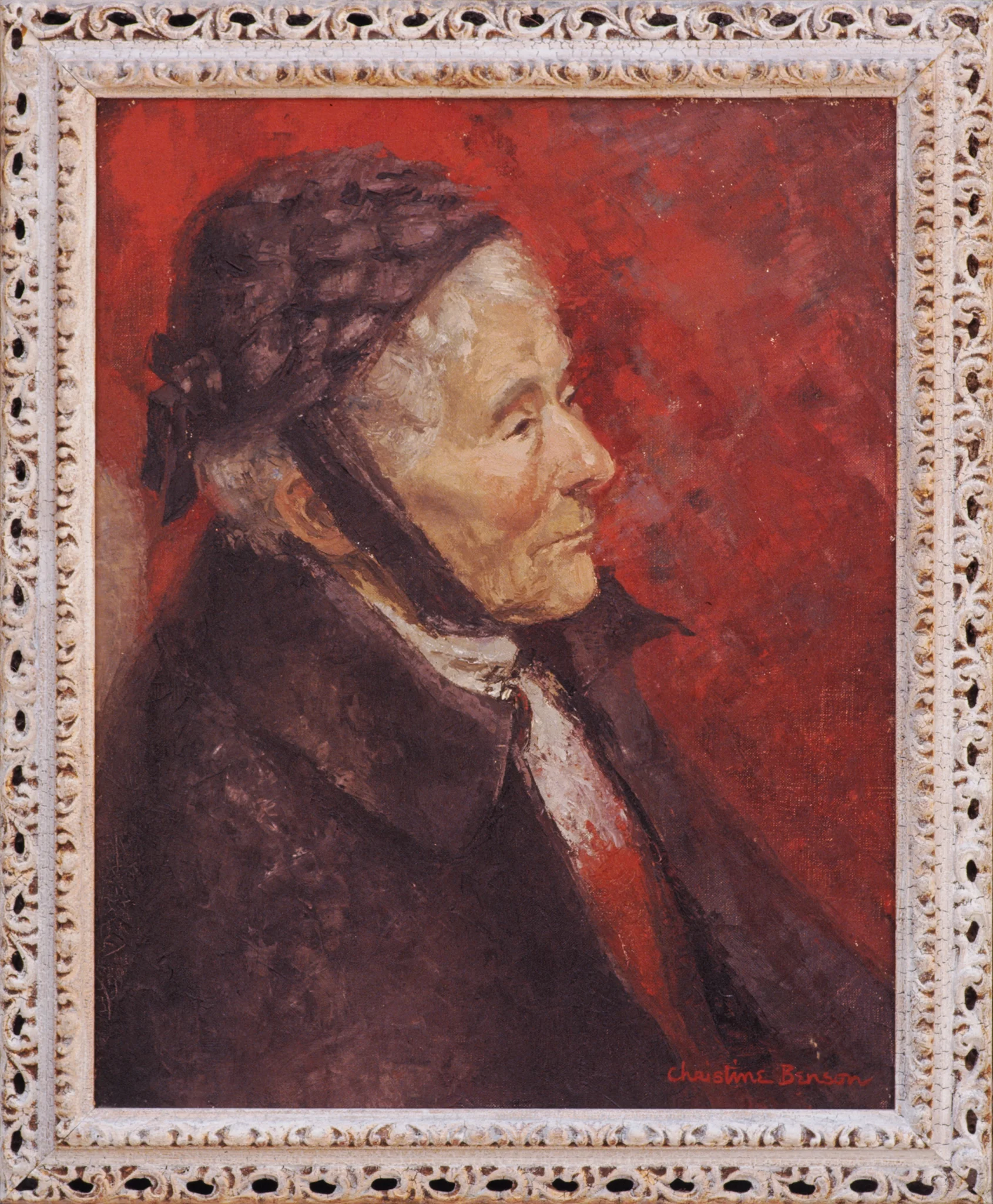 Portrait painting of a very old woman