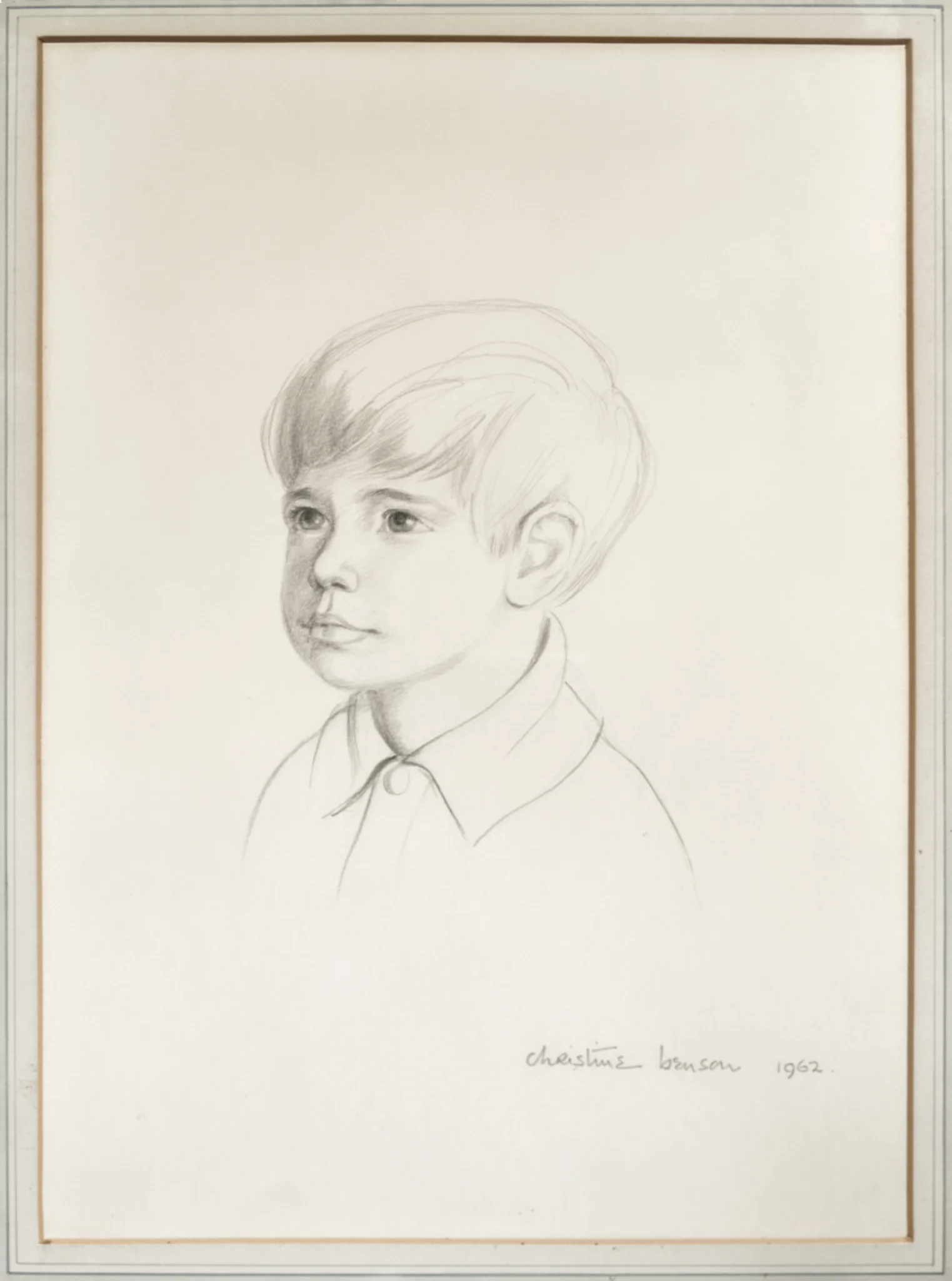 A pencil sketch of a very young boy