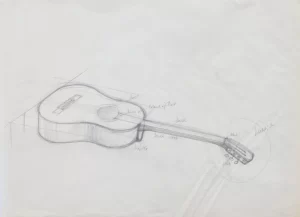 A working sketch of a guitar for Serenade painting.
