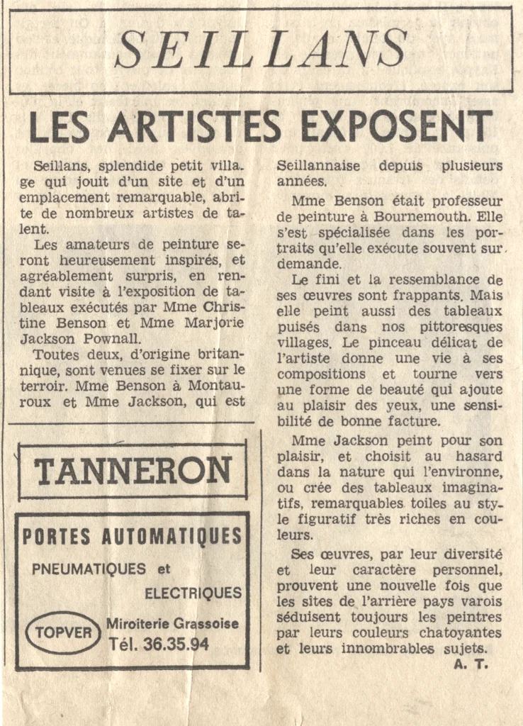 SEILLANS – ARTISTS EXHIBIT – 1971