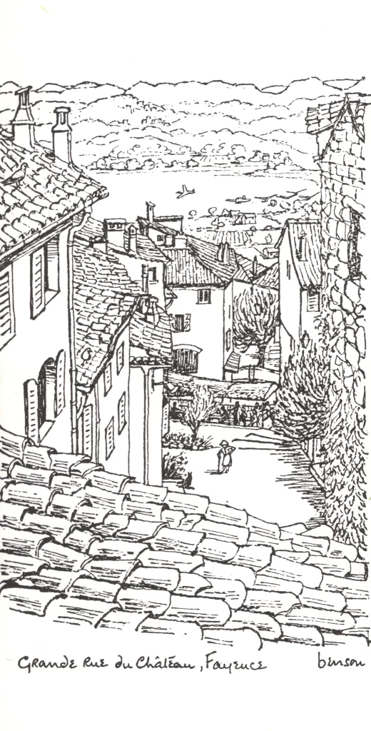 Fayence - View Grande Rue du Chateau black & white card