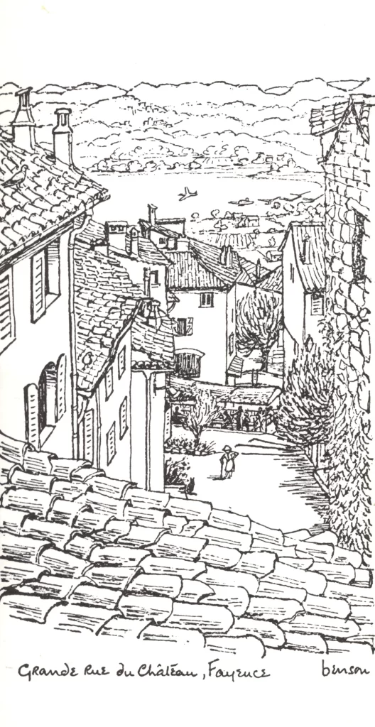Fayence - View Grande Rue du Chateau simple line drawing card
