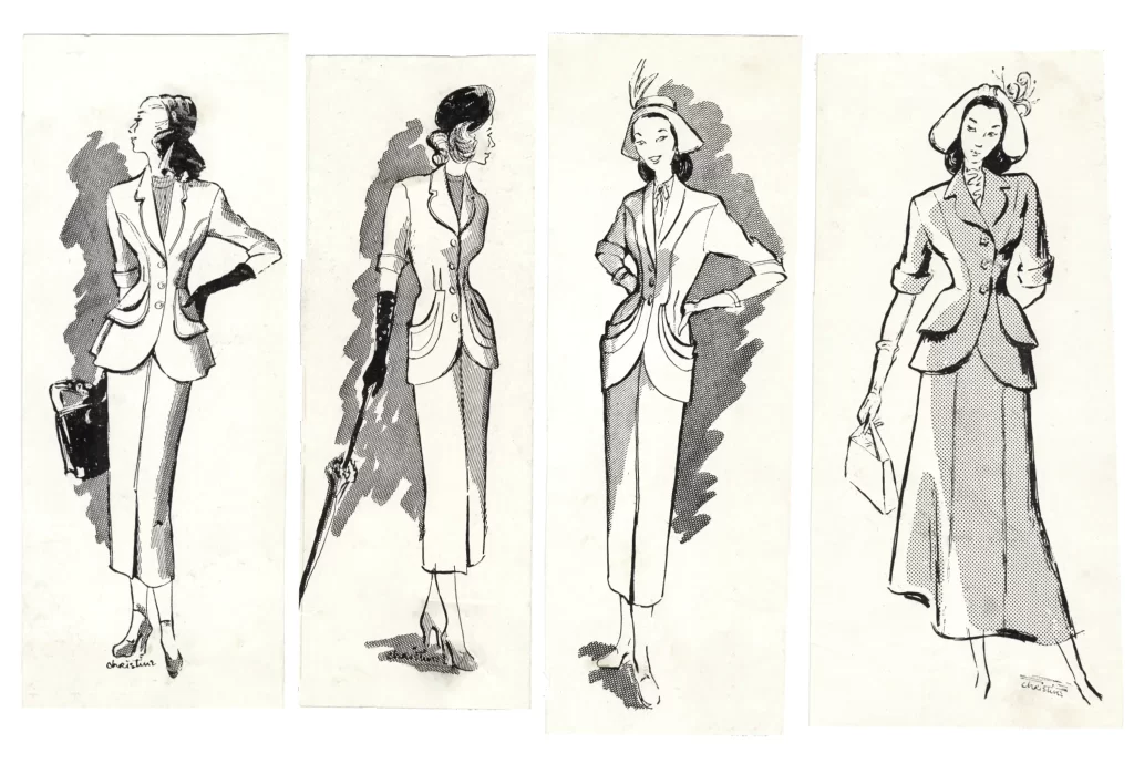 Fairweather Sample Fashion cuttings, image of four dresses