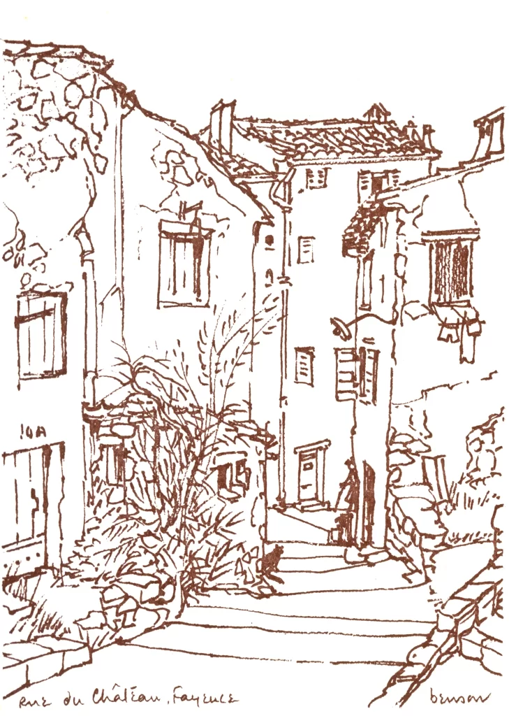 Fayence - upper Rue De Chateau Sepia line card