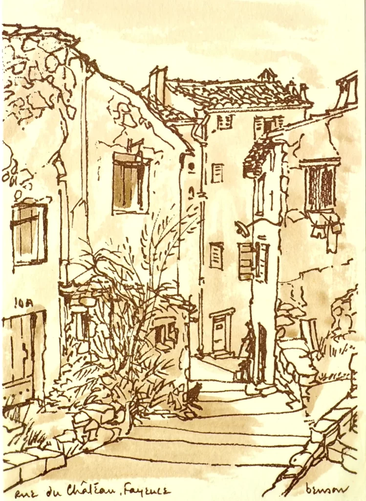 Fayence - upper Rue De Chateau Sepia card