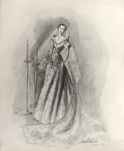 Drawing of a Wedding Dress, Cape Town 1948