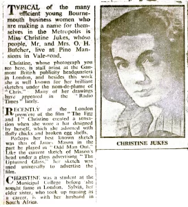 Bournemouth Times article about Christine Jukes 1947