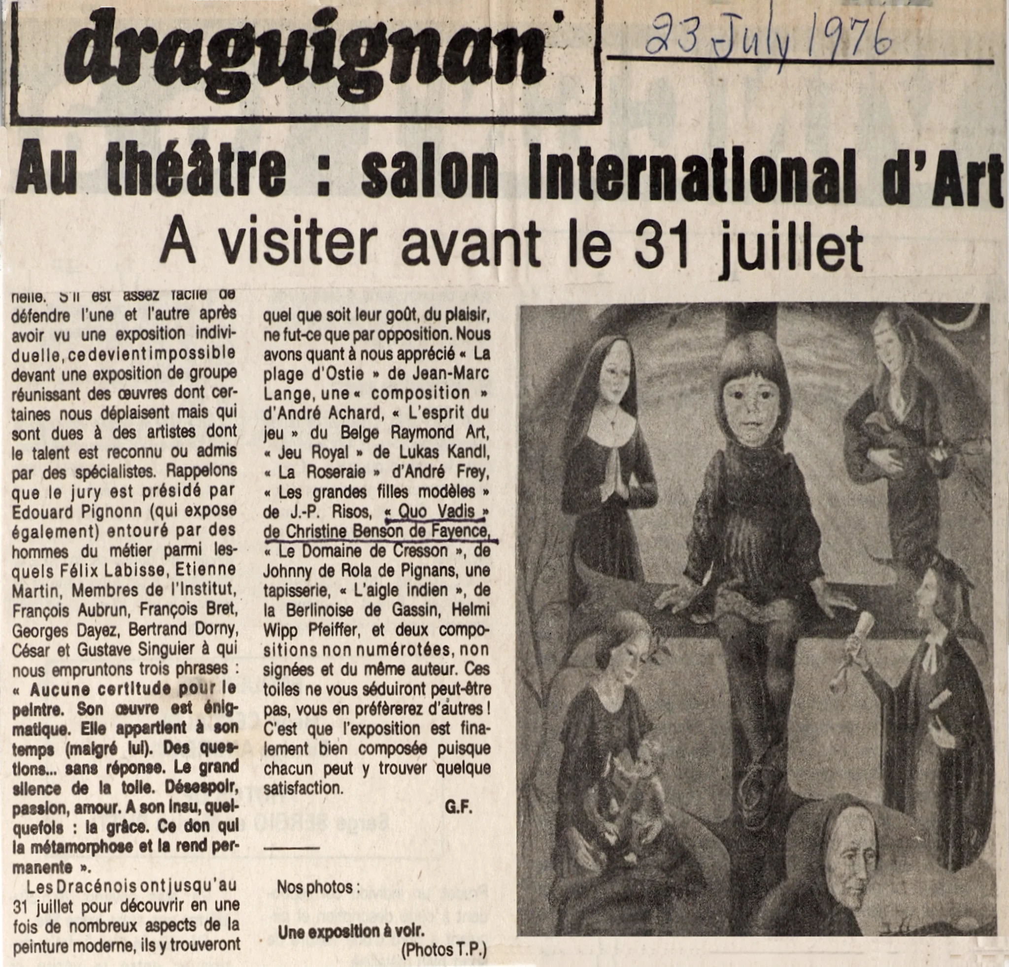 Au théâtre : salon International d’Art