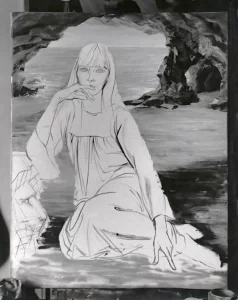Sybille, the prophetess in progress photograph of the painting