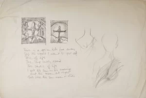 A sketch of the tone values for the Quo Vadis painting and alist of alternate titles.