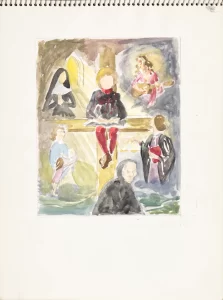 A small colour planning sketch for the Quo Vadis painting