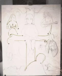 Quo Vadis Polaroid of preliminary layout