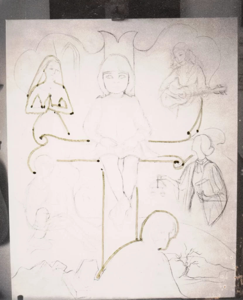 Quo Vadis Polaroid of preliminary layout